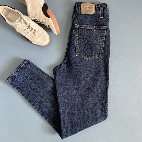 Vintage Levi’s 573 Ultra High Rise Flat Front Tapered Leg Brown Tab Jeans - Picture 1 of 9